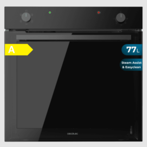 Bolero Hexa C126001, negre cristall, forn convencional empotrable C126001, negre cristall, 77 l de capacitat, 5 funcions, convencional, Steam Assist, Steam EasyClean, classe A, 2800 W.